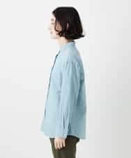 NHBGD32330 GIANNI LO GIUDICE(小さいサイズ)(メゾン ドゥ サンク) シャドーボイルドット前開きブラウス ライトブルー