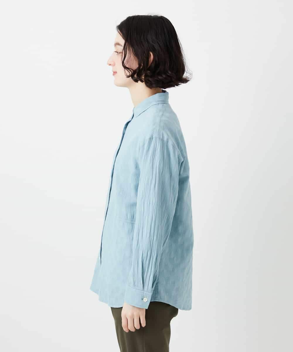 NHBGD32330 GIANNI LO GIUDICE(小さいサイズ)(メゾン ドゥ サンク) シャドーボイルドット前開きブラウス ライトブルー