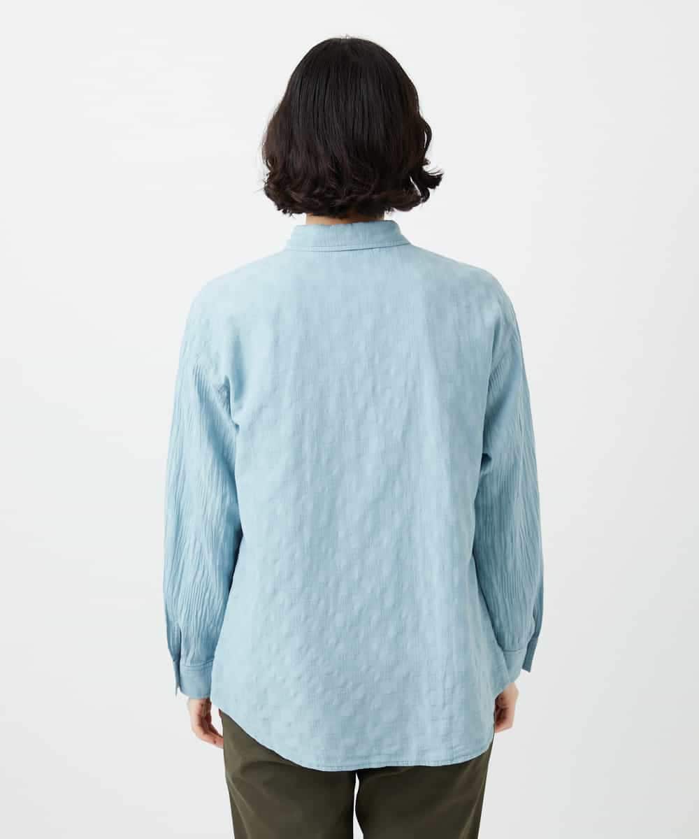 NHBGD32330 GIANNI LO GIUDICE(小さいサイズ)(メゾン ドゥ サンク) シャドーボイルドット前開きブラウス ライトブルー