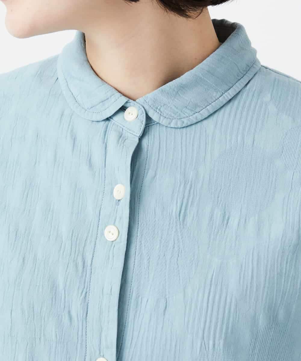 NHBGD32330 GIANNI LO GIUDICE(小さいサイズ)(メゾン ドゥ サンク) シャドーボイルドット前開きブラウス ライトブルー