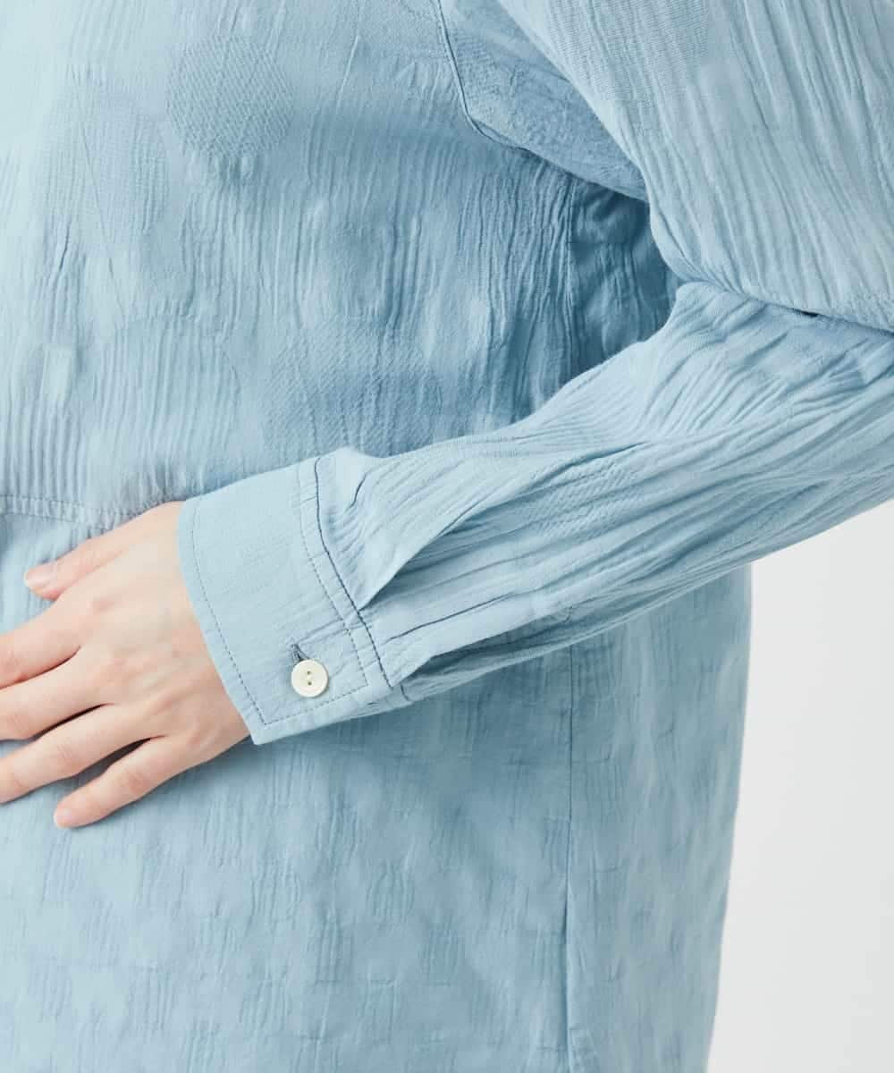 NHBGD32330 GIANNI LO GIUDICE(小さいサイズ)(メゾン ドゥ サンク) シャドーボイルドット前開きブラウス ライトブルー