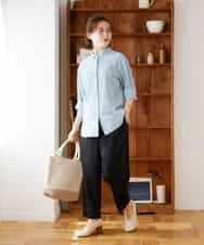 NHBGD32330 GIANNI LO GIUDICE(小さいサイズ)(メゾン ドゥ サンク) シャドーボイルドット前開きブラウス ライトブルー