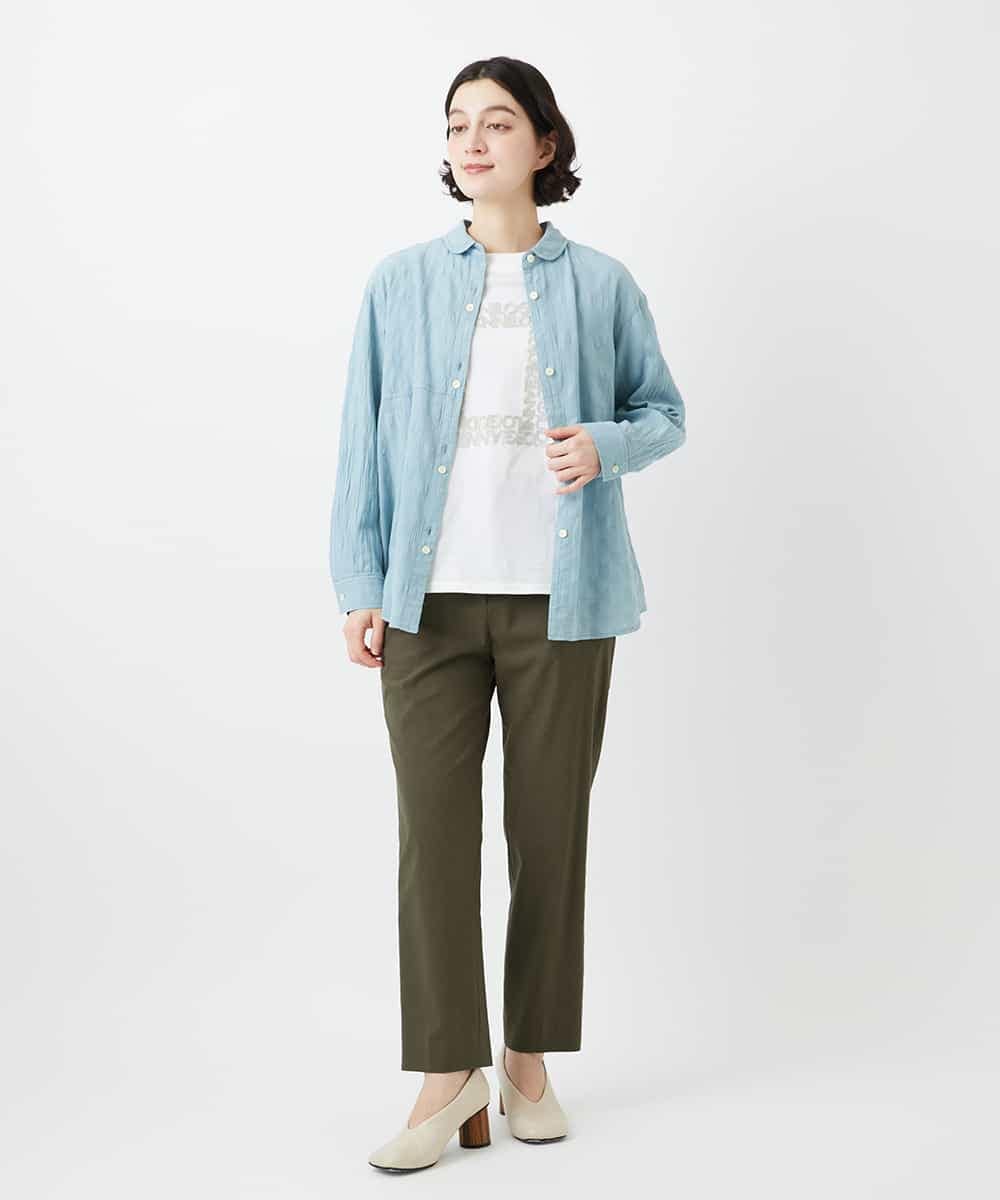 NHBGD32330 GIANNI LO GIUDICE(小さいサイズ)(メゾン ドゥ サンク) シャドーボイルドット前開きブラウス ライトブルー