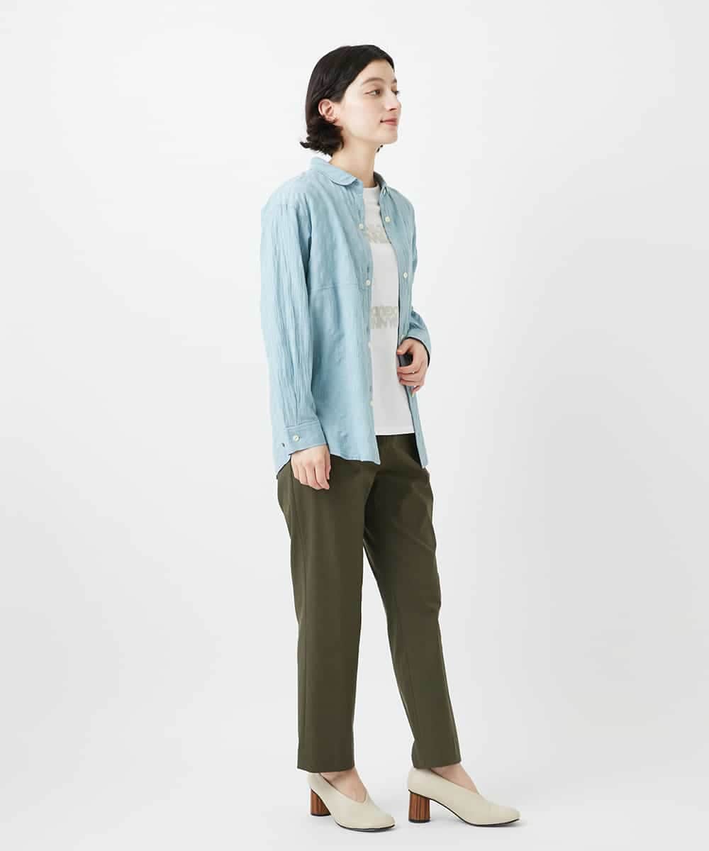 NHBGD32330 GIANNI LO GIUDICE(小さいサイズ)(メゾン ドゥ サンク) シャドーボイルドット前開きブラウス ライトブルー