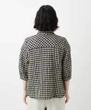 NHBGE42250 GIANNI LO GIUDICE(小さいサイズ)(メゾン ドゥ サンク) リネンコットンギンガムチェックブラウス ブラウン系