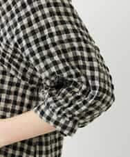 NHBGE42250 GIANNI LO GIUDICE(小さいサイズ)(メゾン ドゥ サンク) リネンコットンギンガムチェックブラウス ブラウン系