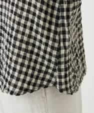 NHBGE42250 GIANNI LO GIUDICE(小さいサイズ)(メゾン ドゥ サンク) リネンコットンギンガムチェックブラウス ブラウン系