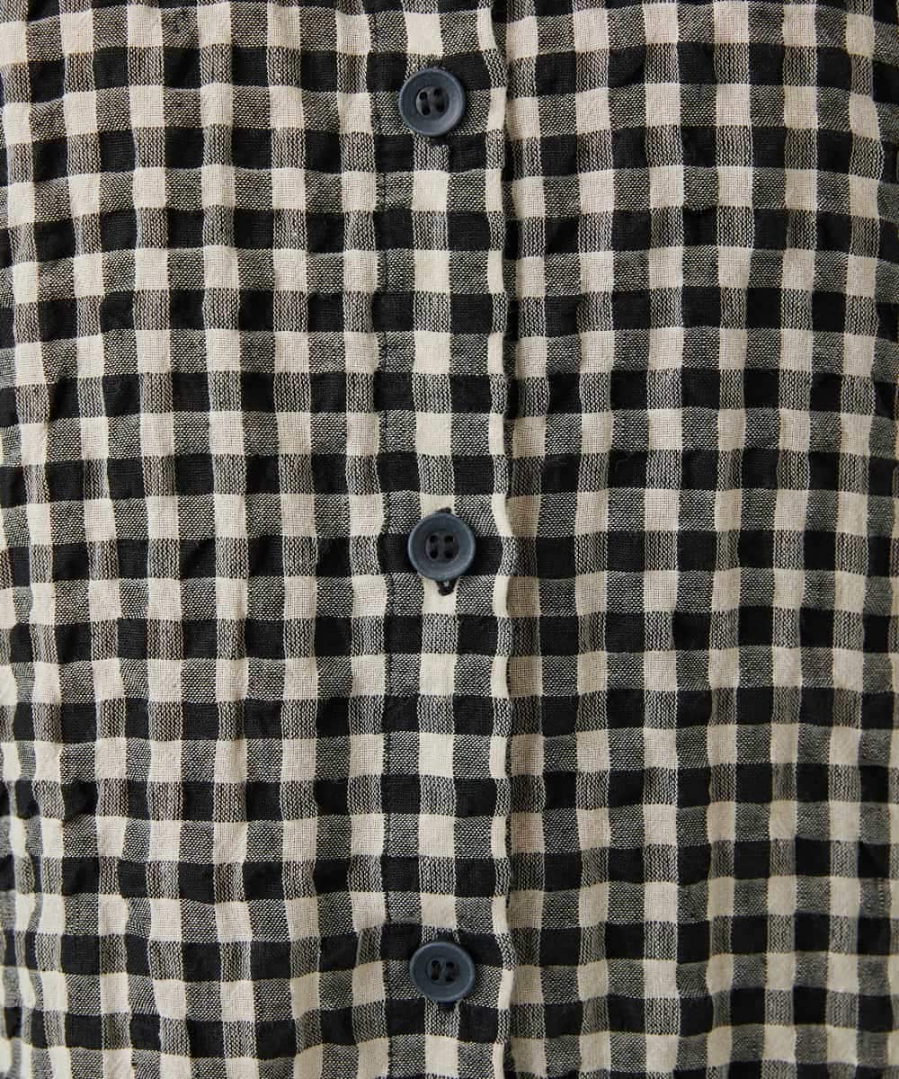 NHBGE42250 GIANNI LO GIUDICE(小さいサイズ)(メゾン ドゥ サンク) リネンコットンギンガムチェックブラウス ブラウン系