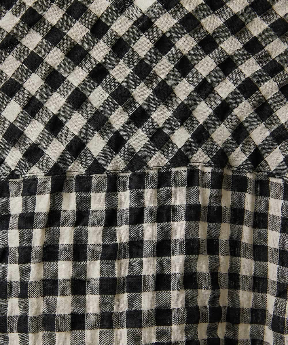 NHBGE42250 GIANNI LO GIUDICE(小さいサイズ)(メゾン ドゥ サンク) リネンコットンギンガムチェックブラウス ブラウン系