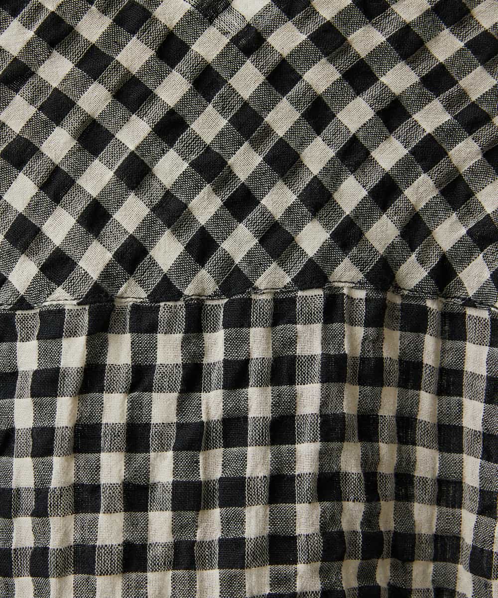 NHBGE42250 GIANNI LO GIUDICE(小さいサイズ)(メゾン ドゥ サンク) [セットアップ対応]リネンコットンギンガムチェックブラウス ブラウン系