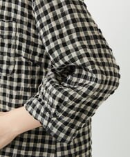 NHBGE43230 GIANNI LO GIUDICE(小さいサイズ)(メゾン ドゥ サンク) [セットアップ対応]リネンコットンギンガムチェックブラウス ブラウン系