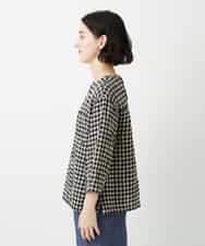 NHBGE43230 GIANNI LO GIUDICE(小さいサイズ)(メゾン ドゥ サンク) リネンコットンギンガムチェックブラウス ブラウン系