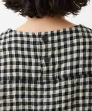 NHBGE43230 GIANNI LO GIUDICE(小さいサイズ)(メゾン ドゥ サンク) リネンコットンギンガムチェックブラウス ブラウン系