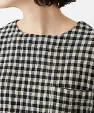 NHBGE43230 GIANNI LO GIUDICE(小さいサイズ)(メゾン ドゥ サンク) リネンコットンギンガムチェックブラウス ブラウン系