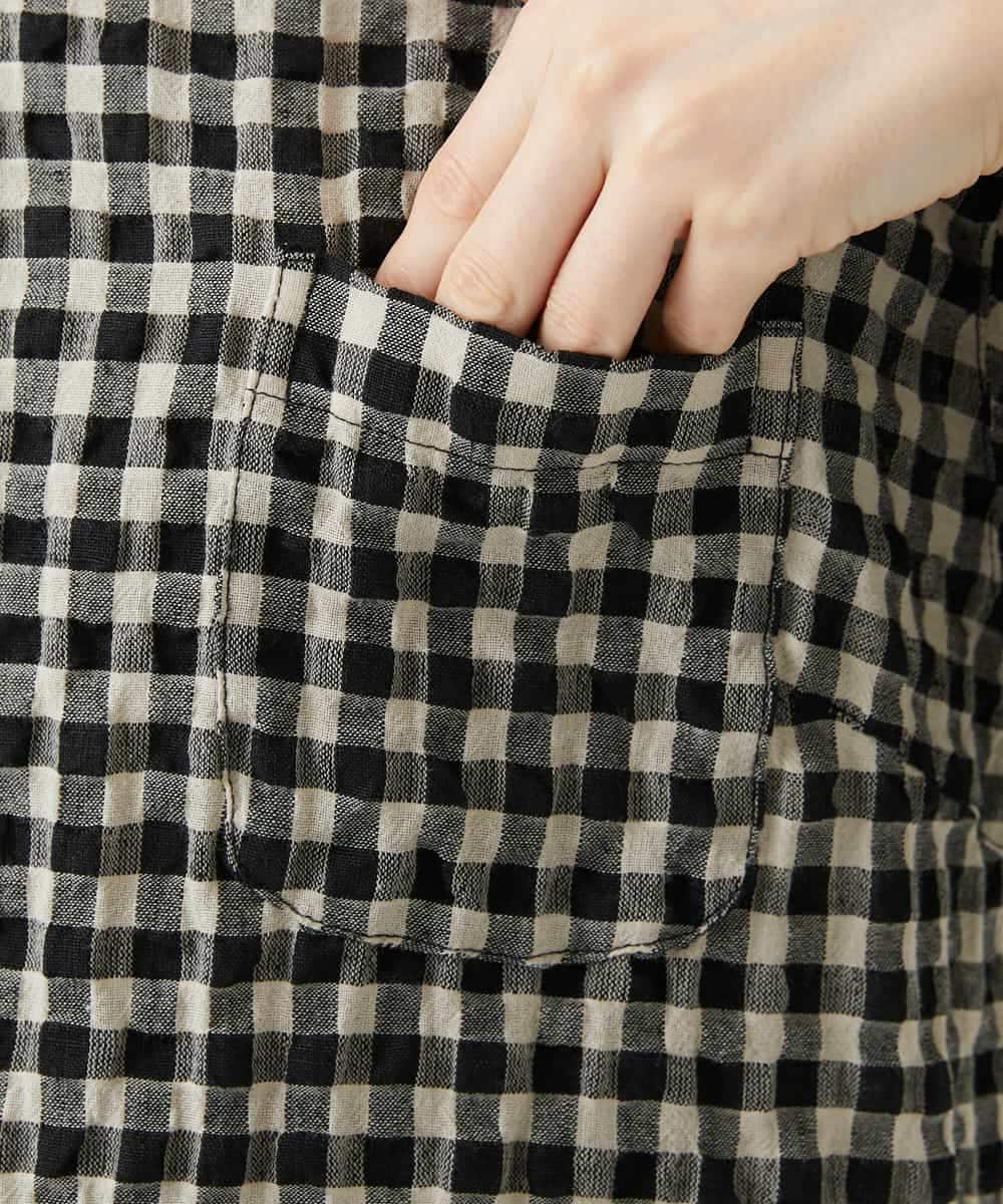 NHBGE43230 GIANNI LO GIUDICE(小さいサイズ)(メゾン ドゥ サンク) リネンコットンギンガムチェックブラウス ブラウン系