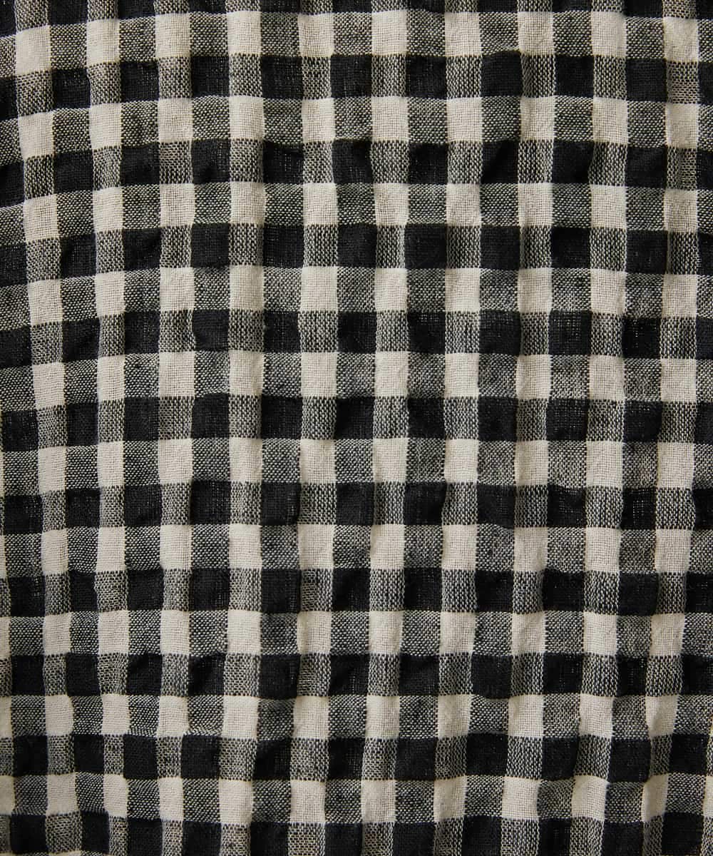 NHBGE43230 GIANNI LO GIUDICE(小さいサイズ)(メゾン ドゥ サンク) リネンコットンギンガムチェックブラウス ブラウン系