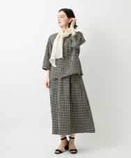 NHBGE43230 GIANNI LO GIUDICE(小さいサイズ)(メゾン ドゥ サンク) リネンコットンギンガムチェックブラウス ブラウン系