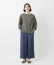 NHBGE43230 GIANNI LO GIUDICE(小さいサイズ)(メゾン ドゥ サンク) リネンコットンギンガムチェックブラウス ブラウン系