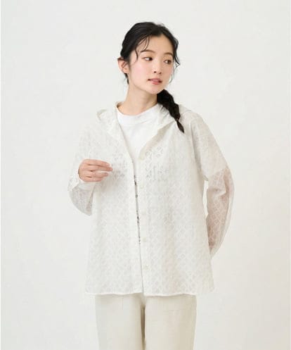 NHBGE46270 GIANNI LO GIUDICE(小さいサイズ) 塩縮ダイヤ柄フード襟ブラウス