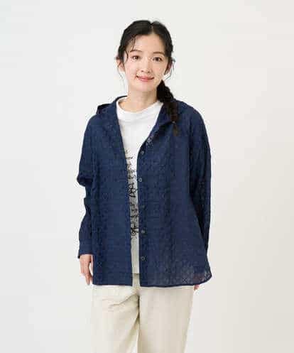 NHBGE46270 GIANNI LO GIUDICE(小さいサイズ) 塩縮ダイヤ柄フード襟ブラウス