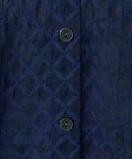 NHBGE46270 GIANNI LO GIUDICE(小さいサイズ)(メゾン ドゥ サンク) 塩縮ダイヤ柄フード襟ブラウス ネイビー