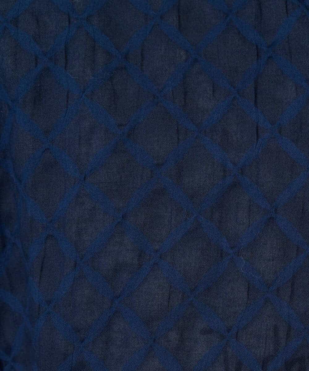 NHBGE46270 GIANNI LO GIUDICE(小さいサイズ)(メゾン ドゥ サンク) 塩縮ダイヤ柄フード襟ブラウス ネイビー