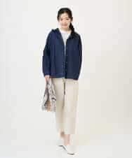 NHBGE46270 GIANNI LO GIUDICE(小さいサイズ)(メゾン ドゥ サンク) 塩縮ダイヤ柄フード襟ブラウス ネイビー