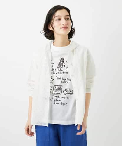 NHBGE46270  塩縮ダイヤ柄フード襟ブラウス