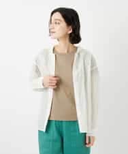 NHBGE46270 GIANNI LO GIUDICE(小さいサイズ)(メゾン ドゥ サンク) 塩縮ダイヤ柄フード襟ブラウス ホワイト