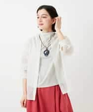 NHBGE46270 GIANNI LO GIUDICE(小さいサイズ)(メゾン ドゥ サンク) 塩縮ダイヤ柄フード襟ブラウス ホワイト