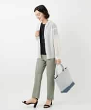 NHBGE46270 GIANNI LO GIUDICE(小さいサイズ)(メゾン ドゥ サンク) 塩縮ダイヤ柄フード襟ブラウス ホワイト