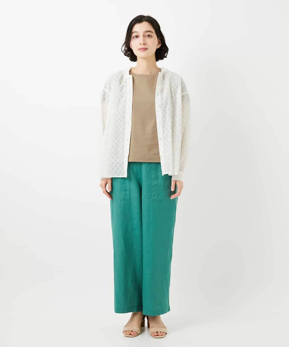 NHBGE46270 GIANNI LO GIUDICE(小さいサイズ)(メゾン ドゥ サンク) 塩縮ダイヤ柄フード襟ブラウス ホワイト