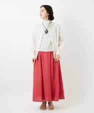 NHBGE46270 GIANNI LO GIUDICE(小さいサイズ)(メゾン ドゥ サンク) 塩縮ダイヤ柄フード襟ブラウス ホワイト