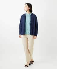 NHBGE46270 GIANNI LO GIUDICE(小さいサイズ)(メゾン ドゥ サンク) 塩縮ダイヤ柄フード襟ブラウス ホワイト