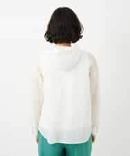 NHBGE46270 GIANNI LO GIUDICE(小さいサイズ)(メゾン ドゥ サンク) 塩縮ダイヤ柄フード襟ブラウス ホワイト