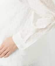 NHBGE46270 GIANNI LO GIUDICE(小さいサイズ)(メゾン ドゥ サンク) 塩縮ダイヤ柄フード襟ブラウス ホワイト