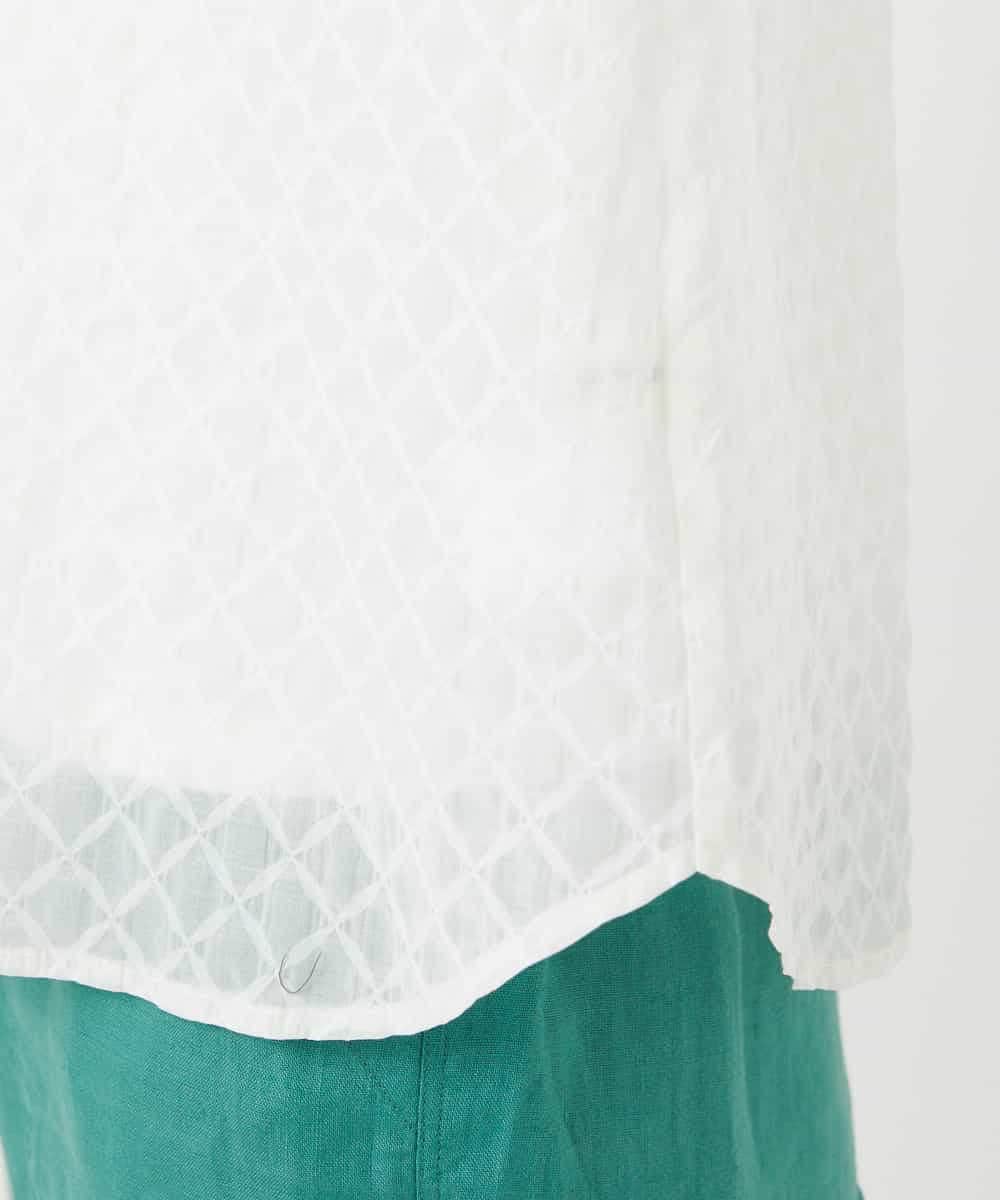 NHBGE46270 GIANNI LO GIUDICE(小さいサイズ)(メゾン ドゥ サンク) 塩縮ダイヤ柄フード襟ブラウス ホワイト