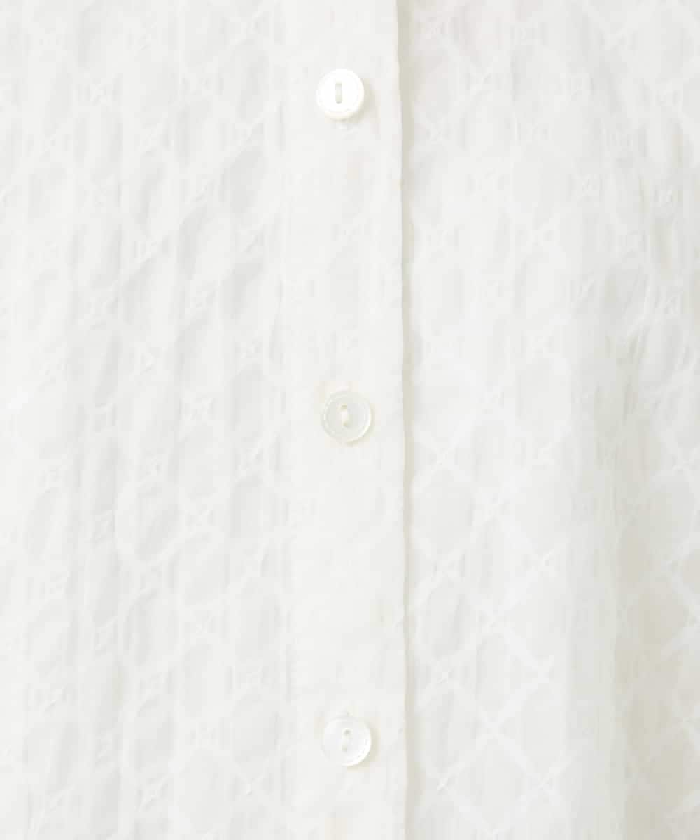 NHBGE46270 GIANNI LO GIUDICE(小さいサイズ)(メゾン ドゥ サンク) 塩縮ダイヤ柄フード襟ブラウス ホワイト