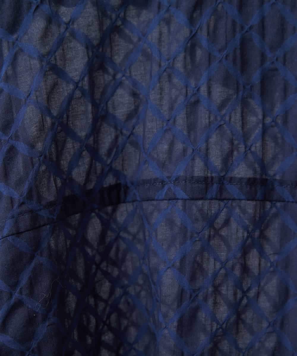 NHBGE46270 GIANNI LO GIUDICE(小さいサイズ)(メゾン ドゥ サンク) 塩縮ダイヤ柄フード襟ブラウス ホワイト