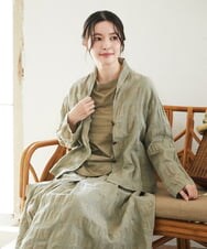 NHBGE53360 GIANNI LO GIUDICE(小さいサイズ)(メゾン ドゥ サンク) [セットアップ対応]シャドーチェックブラウス グリーン