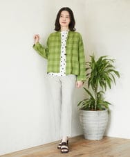 NHBGE53360 GIANNI LO GIUDICE(小さいサイズ)(メゾン ドゥ サンク) [セットアップ対応]シャドーチェックブラウス グリーン