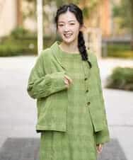 NHBGE53360 GIANNI LO GIUDICE(小さいサイズ)(メゾン ドゥ サンク) [セットアップ対応]シャドーチェックブラウス グリーン