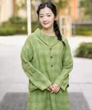 NHBGE53360 GIANNI LO GIUDICE(小さいサイズ)(メゾン ドゥ サンク) [セットアップ対応]シャドーチェックブラウス グリーン