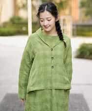 NHBGE53360 GIANNI LO GIUDICE(小さいサイズ)(メゾン ドゥ サンク) [セットアップ対応]シャドーチェックブラウス グリーン