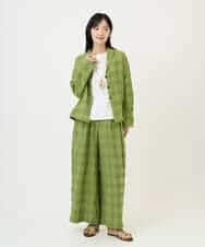 NHBGE53360 GIANNI LO GIUDICE(小さいサイズ)(メゾン ドゥ サンク) [セットアップ対応]シャドーチェックブラウス グリーン