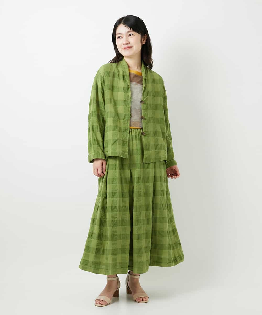 NHBGE53360 GIANNI LO GIUDICE(小さいサイズ)(メゾン ドゥ サンク) [セットアップ対応]シャドーチェックブラウス グリーン
