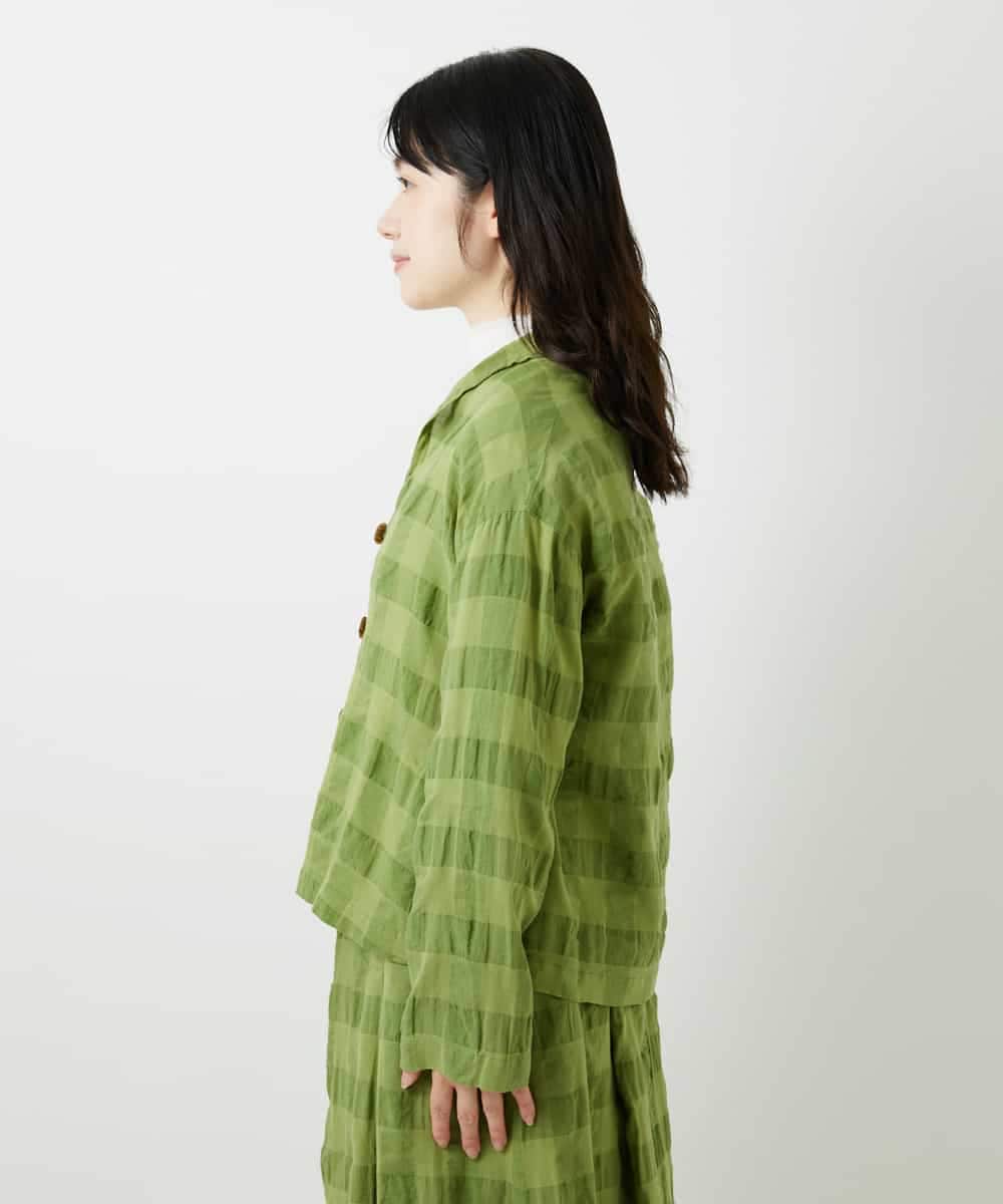 NHBGE53360 GIANNI LO GIUDICE(小さいサイズ)(メゾン ドゥ サンク) [セットアップ対応]シャドーチェックブラウス グリーン