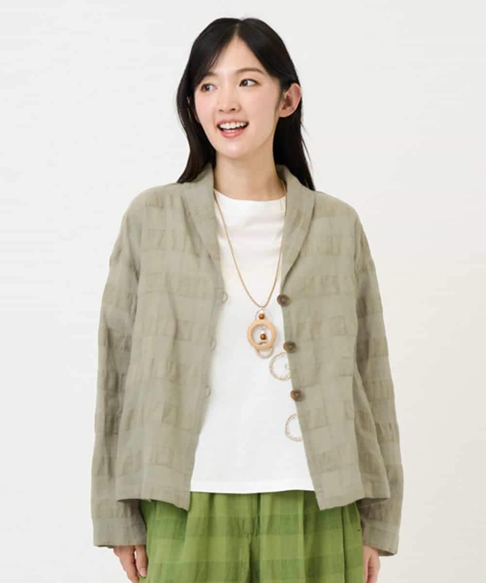 NHBGE53360 GIANNI LO GIUDICE(小さいサイズ)(メゾン ドゥ サンク) [セットアップ対応]シャドーチェックブラウス ベージュ