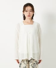 NHBGE54270 GIANNI LO GIUDICE(小さいサイズ)(メゾン ドゥ サンク) リネンからみ織りブラウス ブラウン