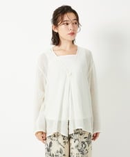 NHBGE54270 GIANNI LO GIUDICE(小さいサイズ)(メゾン ドゥ サンク) リネンからみ織りブラウス ブラウン